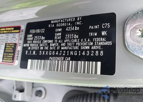 2022 Kia K5 Gt-Line from USA, damaged, VIN 5XXG64J21NG143288